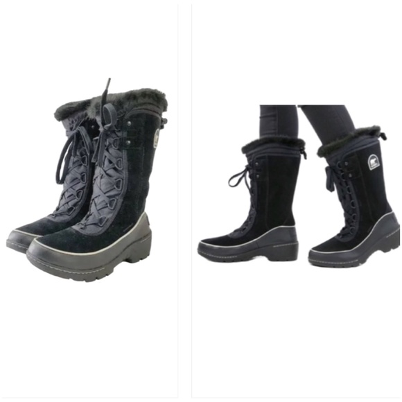 Sorel Tivoli III High Black Suede Leather Mid-Calf Lace Up Winter Snow Boots - Picture 3 of 14